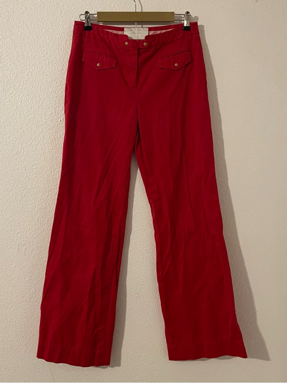 leifsdottir Red Straight-Leg Cotton Blend Pants Size 8